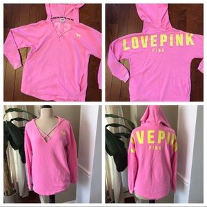 PINK Rugby Hoodie with Pockets